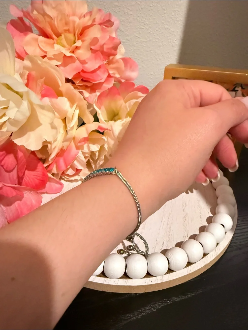 Djoy 925 Sterling Silver Blue Crystal Adjustable Tennis Bracelet